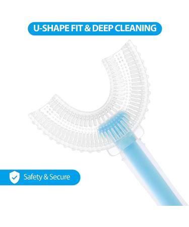 Kids' U-Shaped Training Toothbrush Set | Food Grade Silicone Brush Head | 360 Oral Cleaning Design | Ages 6-12 | 4-Piece Set - Buy Online on GoSupps.com