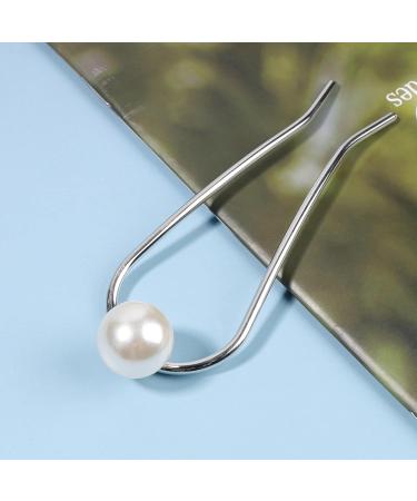 Yheakne Silver Pearl Brass Hair Clip - Vintage U-Shape Bun Holder & Accessories for Women & Girls - Buy Online on GoSupps.com