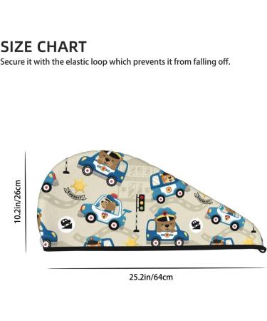 Animals Driving Police Car Microfiber Hair Towel - Soft Super Absorbent Quick Dry Wrap for Long Curly Thick Hair - Buy Online on GoSupps.com