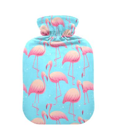 Summer Flamingo Hot Water Bottle with Cover Hot Water Bottles for Pain Relief Hot Water Bottle Water Bag Hot Bag for Sports Injuries 1L
