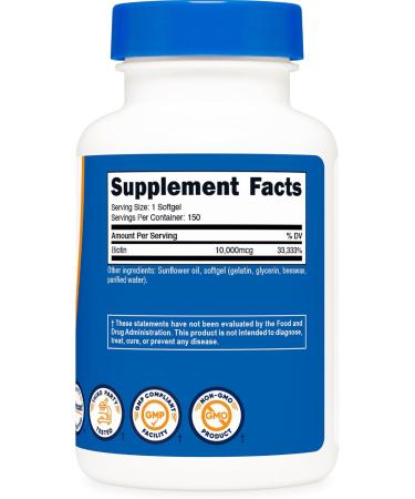 Nutricost Biotin (10 000mcg) 150 Softgels - Gluten Free Non-GMO - Buy Online on GoSupps.com