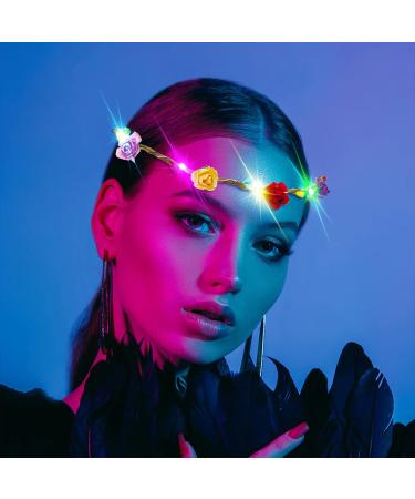 LED Flower Wreath Headband - 12pcs Floral Tiara Hair Jewelry for Festivals Birthdays Christmas & Weddings - Buy Online on GoSupps.com