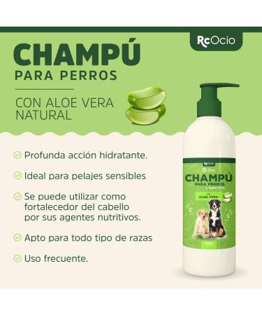 RcOcio Dog shampoo with aloe vera | Shampoo for sensitive skin 1 liter with aloe vera | Dog shampoo for odor control white or dark coats with aloe vera for dermatitis | For long or short coats also for puppies - Buy Online on GoSupps.com