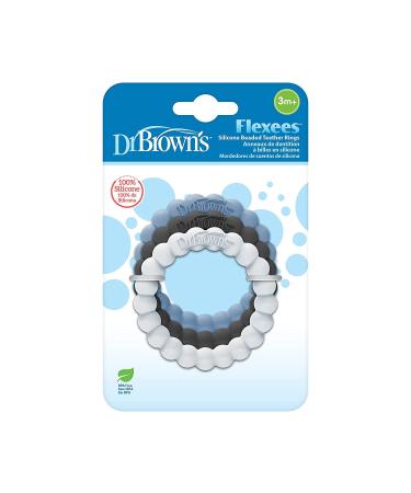Dr. Brown's Flexees Beaded Teether Rings and Bunny Teether 4-Pack - Blue, Light Blue, Black | 100% Silicone, BPA Free, Easy to Hold | Encourages Self-Soothe | Ages 3m - Buy Online on GoSupps.com