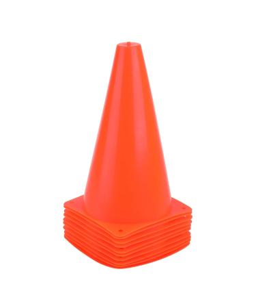 9 Inch Plastic Training Traffic Cones, Sport Cones, Agility Field Marker Cones for Soccer Basketball Football Drills Training, Outdoor Activity or Events - (Set of 10, 12, 15 or 24, 4 Colors) 10 Pack Orange