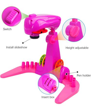 LEERFEI Kids Projection Drawing Sketcher Toy with 32 Cartoon Patterns and 12 Color Brushes - Pink - Buy Online on GoSupps.com