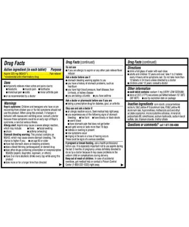 Timely by Time Cap Labs Aspirin 325mg Enteric Coated Tablets - 1000 Count - Made in USA - Pain Reliever for Minor Aches - Comparable to Ecotrin - Buy Online on GoSupps.com