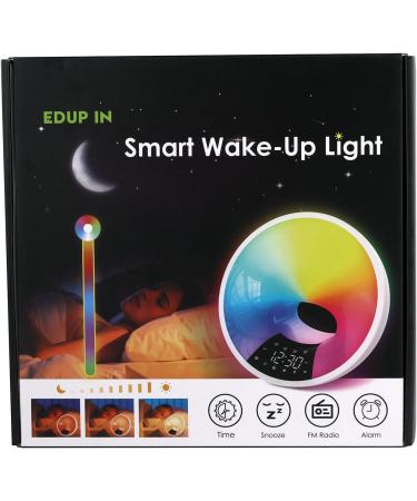 Buy Edup Lichtwecker Wake Up Light - Sunrise Simulation Bluetooth Speaker App Control 4 Alarms 16M Colors 7 Natural Sounds - Dimmable Night Light & USB Radio Adapter - Buy Online on GoSupps.com