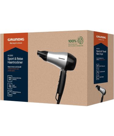 Grundig HD 2200 Sports Hairdryer | 1200W Travel Blow Dryer | Dual Temperature & Airflow | Lightweight & Foldable | Global Use - Silver/Black/Gray - Buy Online on GoSupps.com