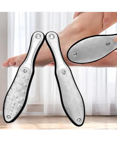 SQAQS Stainless Steel Full Body Foot File Soft Silicone Handle Double Side Pedicure Premium Foot File Dead Hard Cracked Skin Calluses Remover Portable Foot Care Tool - Buy Online on GoSupps.com