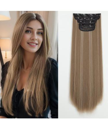 YDDM HAIR Extensions Clip in Extensions smooth hair extension with clips full of heads like real hair hair exension clips cheap clip extensions synthetic hair part for women (20 inch 4pcs) 20 inch-straight 10d24a#