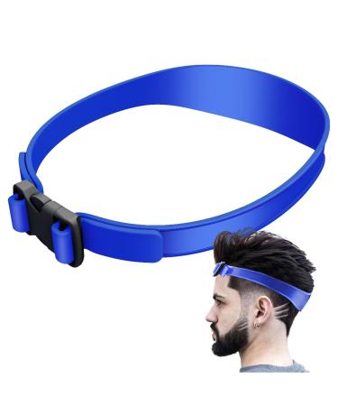 Haircut Bands Curved Silicone Hair Bands Washable Haircut Guide Tape Adjustable Haircut Stencil Soft Comfortable Hair Cutting Guide Hair Cutting Tools for Home blue