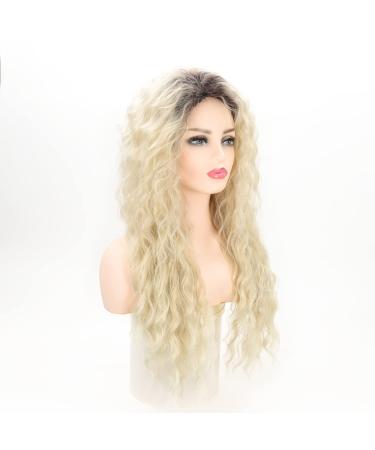 Fencca Ombre Platinum Blonde Long Curly Wavy Wig for Women - Heat Resistant Synthetic Hair for Daily & Party Use - Buy Online on GoSupps.com
