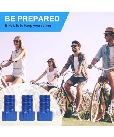 Flintronic Brass Bicycle Valve Adapter - 3 Piece Set with Sealing Ring Auto-Style Blue - International Shipping Available - Buy Online on GoSupps.com