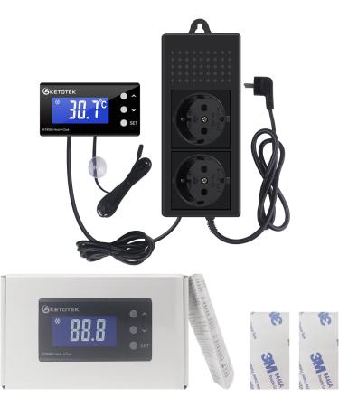 KetoTek KT4000 Digital Thermostat Socket 230V - Waterproof Sensor for Aquarium & Greenhouse Heating/Cooling - Buy Online on GoSupps.com