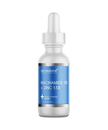 Niacinamide 11% + Zinc 1.5% Super Charged Serum | May Help Improve The Appearance of Pores Skin Texture Fine Lines & Dark Spots for a More Clear & Radiant Complexion | 1 fl oz / 30 ml