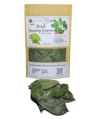 Dried Soursop Guanabana Graviola Guyabano (100 Leaves) Sugar/Caffeine/Gluten Free 100% Soursop Leaf by Sheolanka