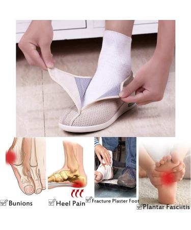 Mei MACLEOD Wide Diabetic Sneakers for Seniors - Adjustable Strap Closure, Arch Support, Lightweight, 5.5 Wide Beige - Buy Online on GoSupps.com