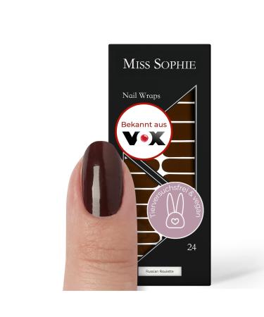 Original Miss Sophie Nail Foils Russian Roulette I 24 Ultra-D nne Nail polish strip in single red I for finger & toenails I sticks to natural and painted acrylic gel & shellac nails Russian Roulette 24