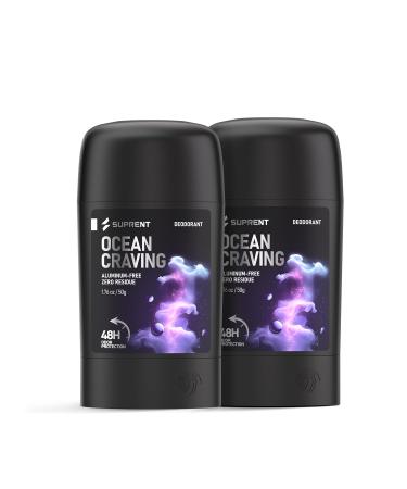 SUPRENT Deodorant for Men Natural Ingredient Whole Body Deodorant 48hr Odor Protection Aluminum Free Baking Soda Free Smooth Solid Stick & Skin Safe (Cologne pack of 2) Ocean Craving(pack of 2)