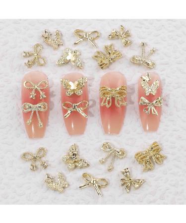 50 Piece 3D Gold Bow & Butterfly Nail Charms - Premium Alloy Nail Art Decor for Stunning Nail Designs - Buy Online on GoSupps.com