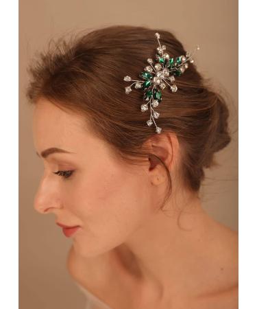 Deniferymakeup Bridal Hair Comb Emerald Headpiece Green Crystal Hair Piece Rhinestone Bridal Side Combs for Women and Girls (Style 1) - Buy Online on GoSupps.com
