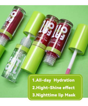 Shop 4 Colors Lip Oil - Hydrating Lip Gloss with Big Brush Head Shiny Vegan Formula Non-Sticky & Plumping Finish - Buy Online on GoSupps.com