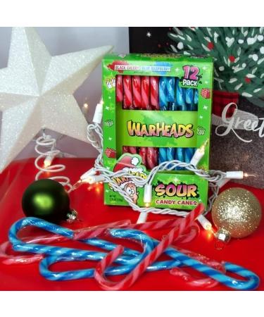 Spread Holiday Joy with Flix Candy Warheads Sour Candy Canes - Tangy Black Cherry & Blue Raspberry Flavors - Gluten & Peanut-Free Treats Perfect for Stockings & Festive Delights! 144G - Buy Online on GoSupps.com