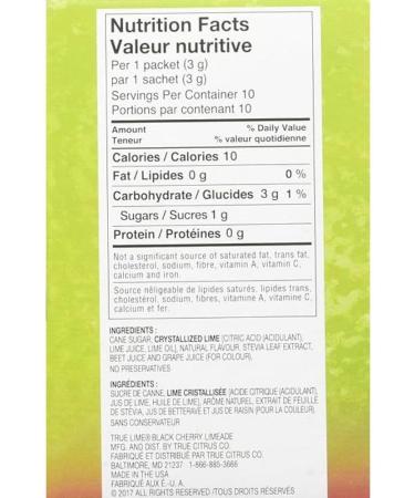 True Lime Black Cherry Lemonade Water Enhancer Drink Mix Low-Calorie Powdered Drink Mix Water Flavor Packets with Stevia (10 Packets) Black Cherry 10 count (Pack of 1) - Buy Online on GoSupps.com