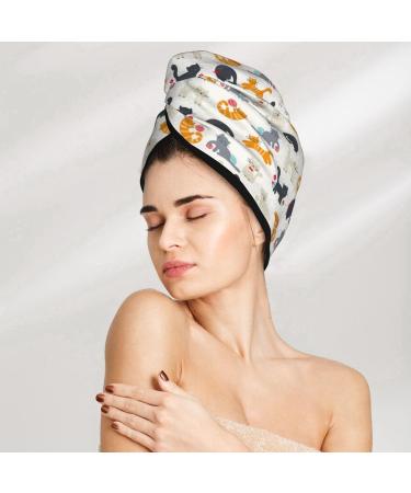 Cute Cats Microfiber Hair Towel - Soft Super Absorbent Wrap for Women | Quick Dry Coral Velvet for Long Curly & Thick Hair - Buy Online on GoSupps.com