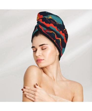 Volcano Coral Velvet Dry Hair Cap with Buttons - Anti Frizz Solution for Curly Long & Thick Hair | Ideal for Easy Drying - Buy Online on GoSupps.com
