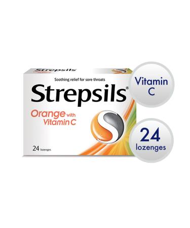 Strepsils Orange with Vitamin C Lozenges (4 Boxes of 24 lozenges)