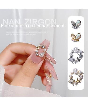 FEIlei Crown Nail Art Charms Zircon Nail Rhinestones Alloy Butterfly-Nail Crystal-Pearl - Buy Online on GoSupps.com
