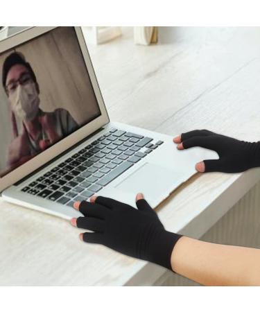 2-Pair Arthritis Compression Gloves for Rheumatoid & Osteoarthritis Relief | Fingerless Breathable Moisture-Regulating | Unisex Black (Large) - Buy Online on GoSupps.com