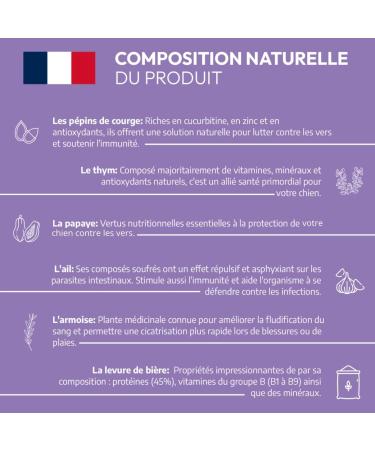 NEOVETO - Vermipurge - Dewormer for Dogs in natural tablets - Active ingredients approved by the French Veterinary Services - Made in France - Easy to administer - 30 appetizing tablets - Buy Online on GoSupps.com