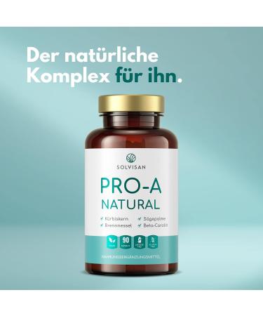 Solvisan Pro-A Natural - 500mg Pumpkin Seed 400mg Saw Palmetto 200mg Nettle Extract Selenium & Beta-Carotene - 90 Capsules for Optimal Health | International Shipping Available - Buy Online on GoSupps.com
