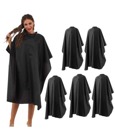 BSFHH Black Barber Cape Professional Nylon Waterproof Hair Cutting Cape with Snap Closure Salon Cape 59 x 47 Hairdressing Cape for Haircut Coloring Makeup Styling (5 Pack) Pack of 5