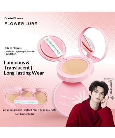 Flower Lure Cushion Foundation Lightweight Hydrating Oil Control Full Coverage Long Lasting Matte Dewy Finish Transfer-Proof for Dry & Oily Skin (Pink Y01 14G) Pink Y01 1 Ounce (Pack of 1) - Buy Online on GoSupps.com