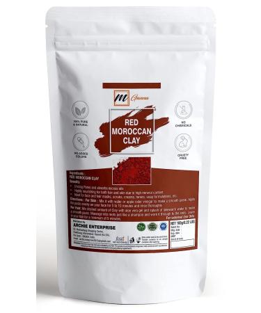 mGanna 100% Natural Moroccan Red Clay Powder 0.22 lbs/ 100 g for Anti-Ageing & Skin firming Hair Masks Scrubs Creams and Soap Making