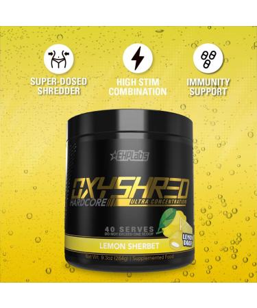EHPlabs OxyShred Hardcore Thermogenic Pre Workout Powder for Shredding - Pre Workout Powder with L Glutamine & Acetyl L Carnitine Energy Boost Drink Mood Booster - Lemon Sherbet 40 Servings - Buy Online on GoSupps.com