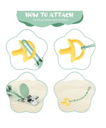Buy Aolso Baby Pacifier Chain Clips - 2PC Silicone Holder for Boys & Girls - Stylish Apricot/Green Bib Attachment - Buy Online on GoSupps.com