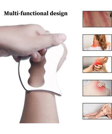 Premium Stainless Steel Gua Sha Tool for Muscle Relief - 3x4 Body Scraper for Back Legs Arms Neck & Shoulders - Silver - Buy Online on GoSupps.com