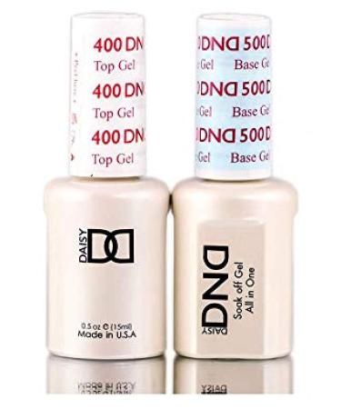 Daisy DND 400 Top Gel & 500 Base Gel DUO SET Soak off Gel All In One Base & Top Coat KIT for Nails (with bonus side Glitter) Made in USA (400 TOP & 500 BASE DUO PACK) 0.5 Fl Oz (Pack of 2)