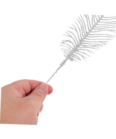 HOMSFOU Artificial Leaf 10pcs Powder Glitter Christmas Picks Christmas Leaves Artificial Leaves Stems Branches Twigs Xmas Bouquet Stem Faux Leaves Christmas Tree Plastic Crafting Supplies Silver 40X8CM - Buy Online on GoSupps.com