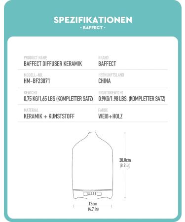 Baffect 250ML Ceramic Aromatherapy Diffuser with Night Light | Electric Room Fragrance & Timer | Perfect Christmas Gift - Buy Online on GoSupps.com