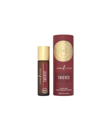 Young Living Thieves Roll-On - 10 ml - Pre-Diluted Essential Oil Blend for On-The-Go Application - a Legendary Blend of Essential Oils. Formulated with Clove Lemon Cinnamon Bark Eucalyptus