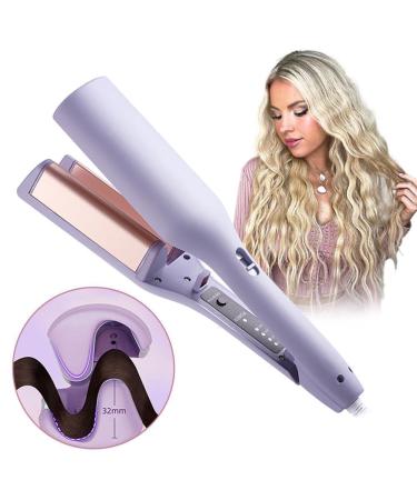 Double Barrel Curling Iron Wand - Fast Heating 32mm Hair Curler for Wavy Hair | Dual Voltage | Perfect for Medium & Long Hair - Purple - Buy Online on GoSupps.com