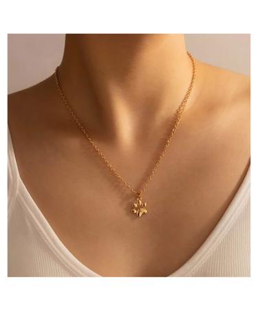 Inilbran boho dog paw necklace choker gold cat paw trailer necklace vintage paw print necklace paw paws necklace minimalist animal necklace chain jewelry for women