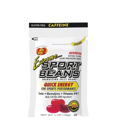 Extreme Energizing Jelly Beans for Exercise with Caffeine Electrolytes and Vitamins by Jelly Belly - Assorted Flavors Pack of 6 x 1 Ounce Resealable Bags