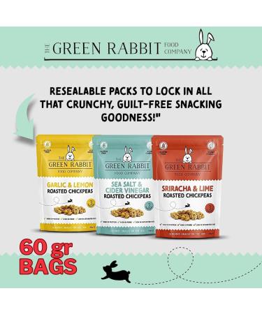 The Green Rabbit Gluten Free Roasted Chickpeas 3 Flavour Variety Pack - Healthy Snacks High in Plant-Based Protein & Fibre - Low in Fat Sugar & Calories - Vegetarian & Vegan Friendly - 6 Packs x 60g - Buy Online on GoSupps.com